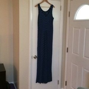 Caslon chevron maxi dress blue and black, medium